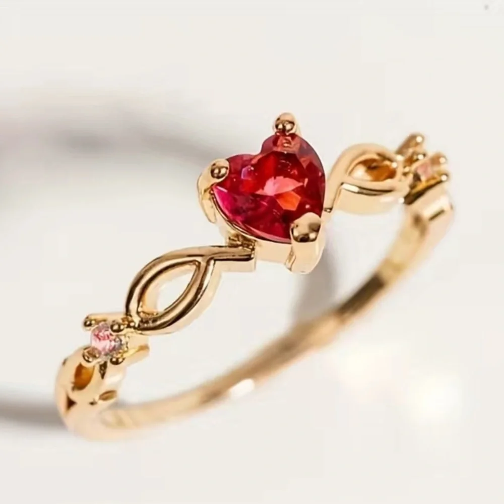 3/$25, Heart Ring Size 7 Faux Ruby and Hold Tone
